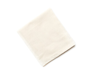 Folded napkin isolated on white background, top view