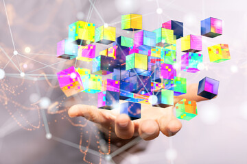 Connecting lines and dots.Big data visualization