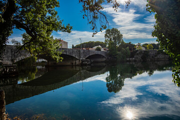 Obraz premium Trebisnjica river in Trebinje town, Bosnia and Herzegovina