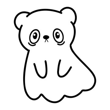 Halloween cartoon cute spooky bear  outline illustration for coloring page 