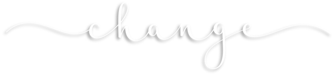 CHANGE white brush lettering on transparent background