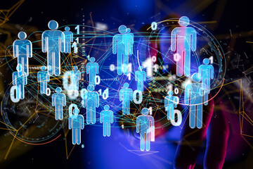 Abstract technology group and data 3d