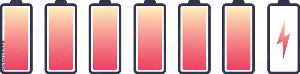 Poster vector battery symbol set different level of charge for ui energy symbol mobile phone, battery charg