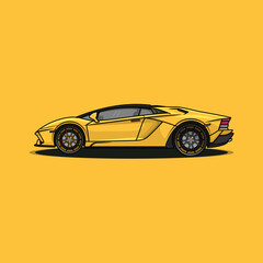 Obraz premium Yellow sport car vector design