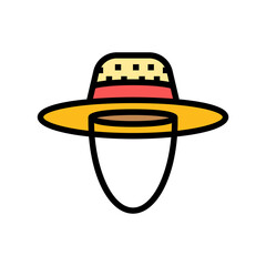 straw hat summer color icon vector. straw hat summer sign. isolated symbol illustration