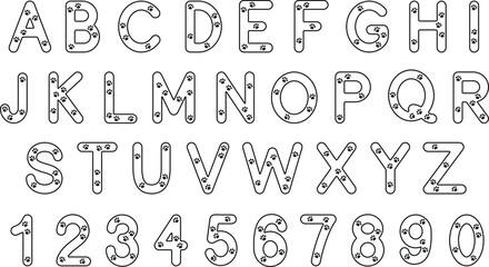 Paw Print Alphabet Letters and Numbers Graphic Set - Outline