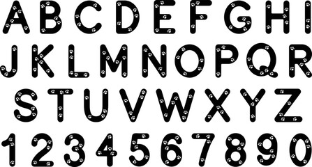 Paw Print Alphabet Letters and Numbers Graphic Set - Silhouette
