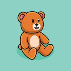 Teddy bear cartoon vector illustration.
