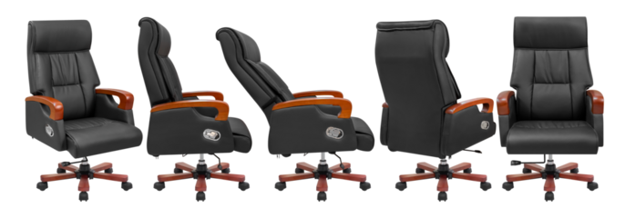 Black office chair for executives. Isolated from the background. View from different sides