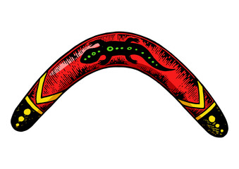 Boomerang color sketch engraving PNG illustration with transparent background - obrazy, fototapety, plakaty
