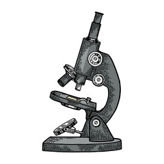 Microscope color sketch engraving PNG illustration with transparent background