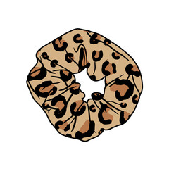 Brown Leopard Print Scrunchies