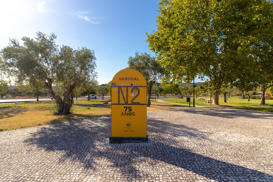 Quilometric Milestone, commemorating the 75th anniversary of the mythical national road 2, Sardoal, Portugal