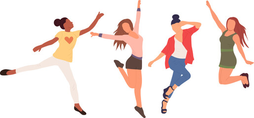 women rejoice in flat style, vector