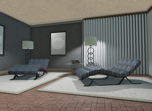 Sdraio da Soggiorno Moderne a motivi geometrici 3d render