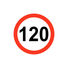 Traffic sign speed limit number one hundred twenty.