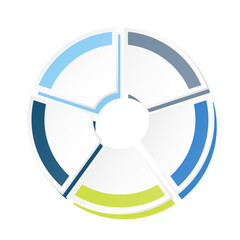 Basic circle infographic with 5 steps, process or options.
