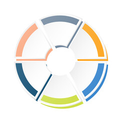 Basic circle infographic with 6 steps, process or options.