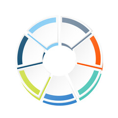 Basic circle infographic with 7 steps, process or options.