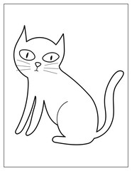 Coloring page with a cute cat. Feeling character print for coloring book in US Letter format. Vector illustration