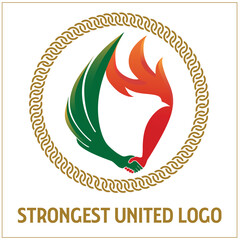 Fire eagle with shake hand friendship logo