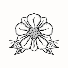 Flower Illustration hand drawn cartoon sketch lineart vintage style vector