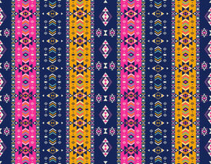 Ethnic aztec colorful stripes pattern. Vector ethnic southwest colorful aztec geometric stripes seamless pattern background. Use for fabric, ethnic interior decoration elements, upholstery, wrapping.
