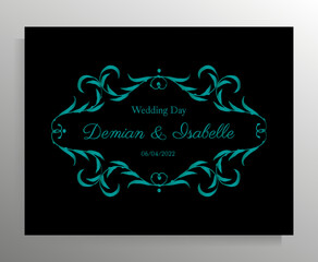 Vintage wedding invitation design. Vector template for card, poster.