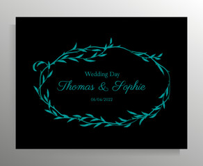 Vintage wedding invitation design. Vector template for card, poster.