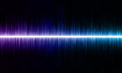 Blue and violet abstract sound, audio or music wave on black background