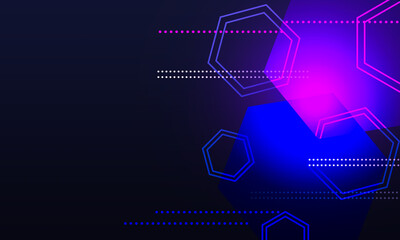 abstract hitech technology background with geometric hexagon and gradient blue purple light color for graphics web illustration
