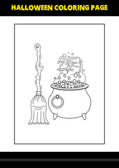Halloween coloring page for kids. Line art coloring page design for kids.