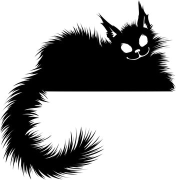 Halloween silhouettes icon and character.Black cat.