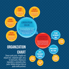 Organizational chart infographic business bubbles circle work structure vector illustration