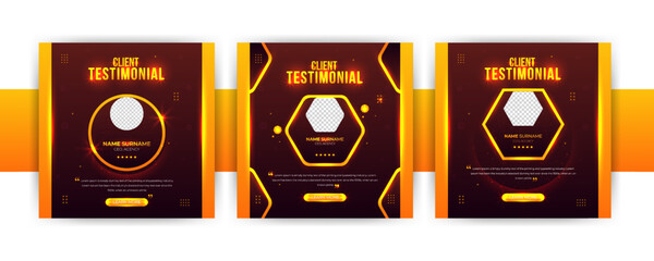 Modern Luxury Client Testimonial Social Media Post Design. Customer service feedback review social media posts