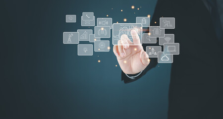 Concept future world change digital transformation 5 g internet of things new technology business process data strategy automation customer service management cloud computing AI intelligent industry