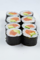 tasty sushi on the white