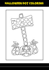 Halloween dot coloring page for kids. Line art coloring page design for kids.