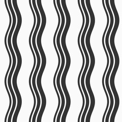 Seamless fashion striped vector pattern. Wavy lines, stripes. Black and white background.