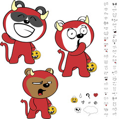 cute halloween bears cartoon expressions set devil costume in vector format