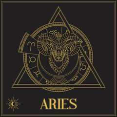 Aesthetic Aries Zodiac Sign Symbol Logo