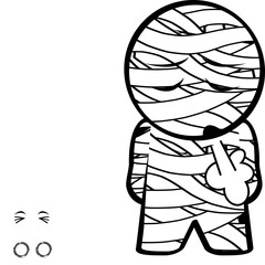 sweet mummy character cartoon halloween set illustration in vector format