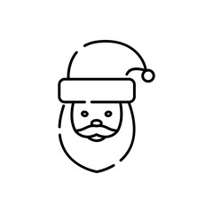Obraz na płótnie Canvas Line vector icon of Santa Claus with Merry Christmas and Happy New Year on white background.