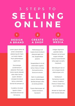 Composition of selling online text over 3 steps to selling