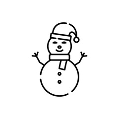 Christmas, snowman vector line icon.