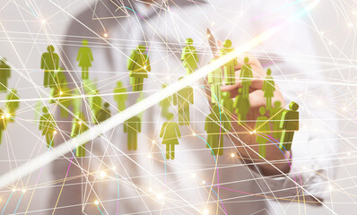 Global network. Blockchain. 3D illustration. Neural networks and artificial intelligence. Abstract