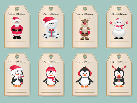 Set of vector illustration of christmas gift labels.