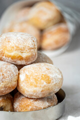 Sweet doughnut full of chocolate in high key