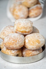 Sweet doughnut full of chocolate in high key