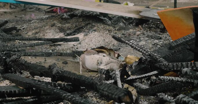 Remnants of doll statue left after burning at Las Fallas